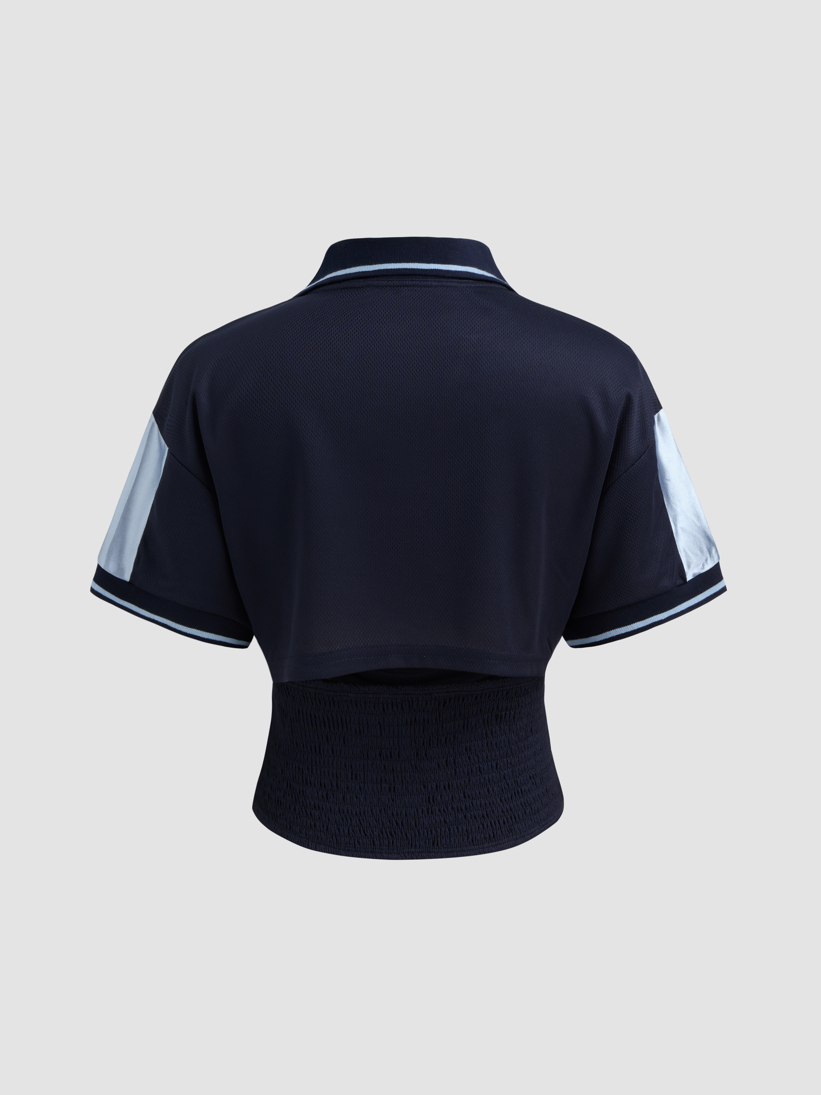 Knit Fabric WORLD WIDE NO.39 Polo Contrasting Binding Ruched