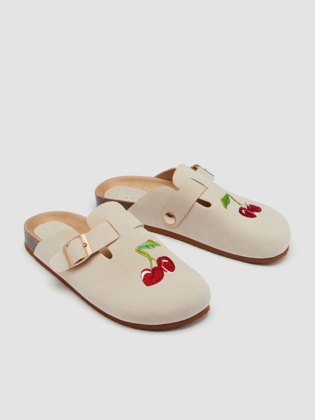 Kirschfarbene Mule-Flats