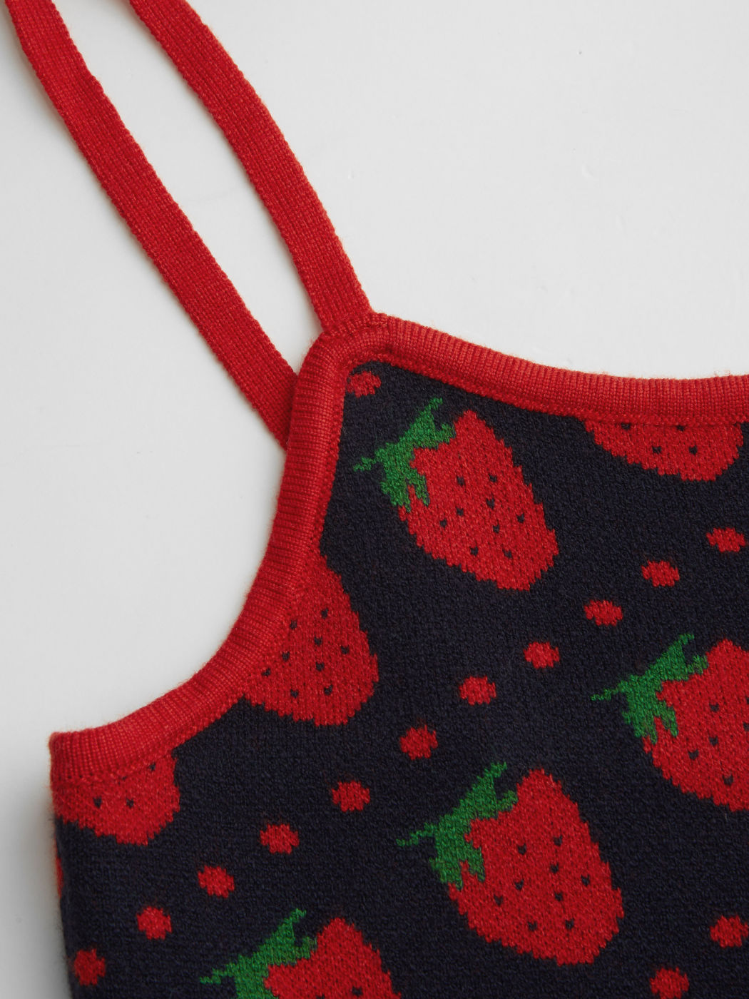 Knit Scoop Neckline Strawberry Mini Dress