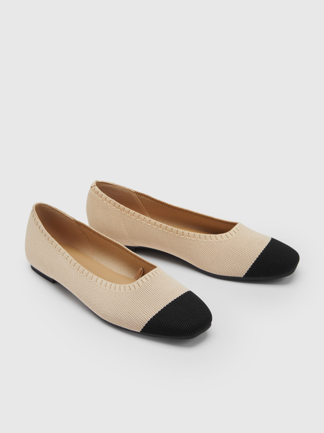 TWO-TONE FABRIC MARY JANE FLATS