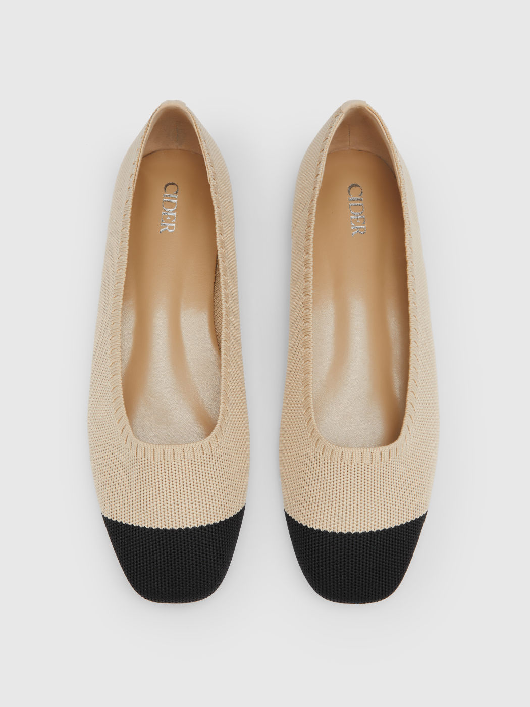 TWO-TONE FABRIC MARY JANE FLATS