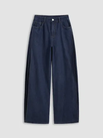 Cider High Rise Solid Pocket Baggy Jeans