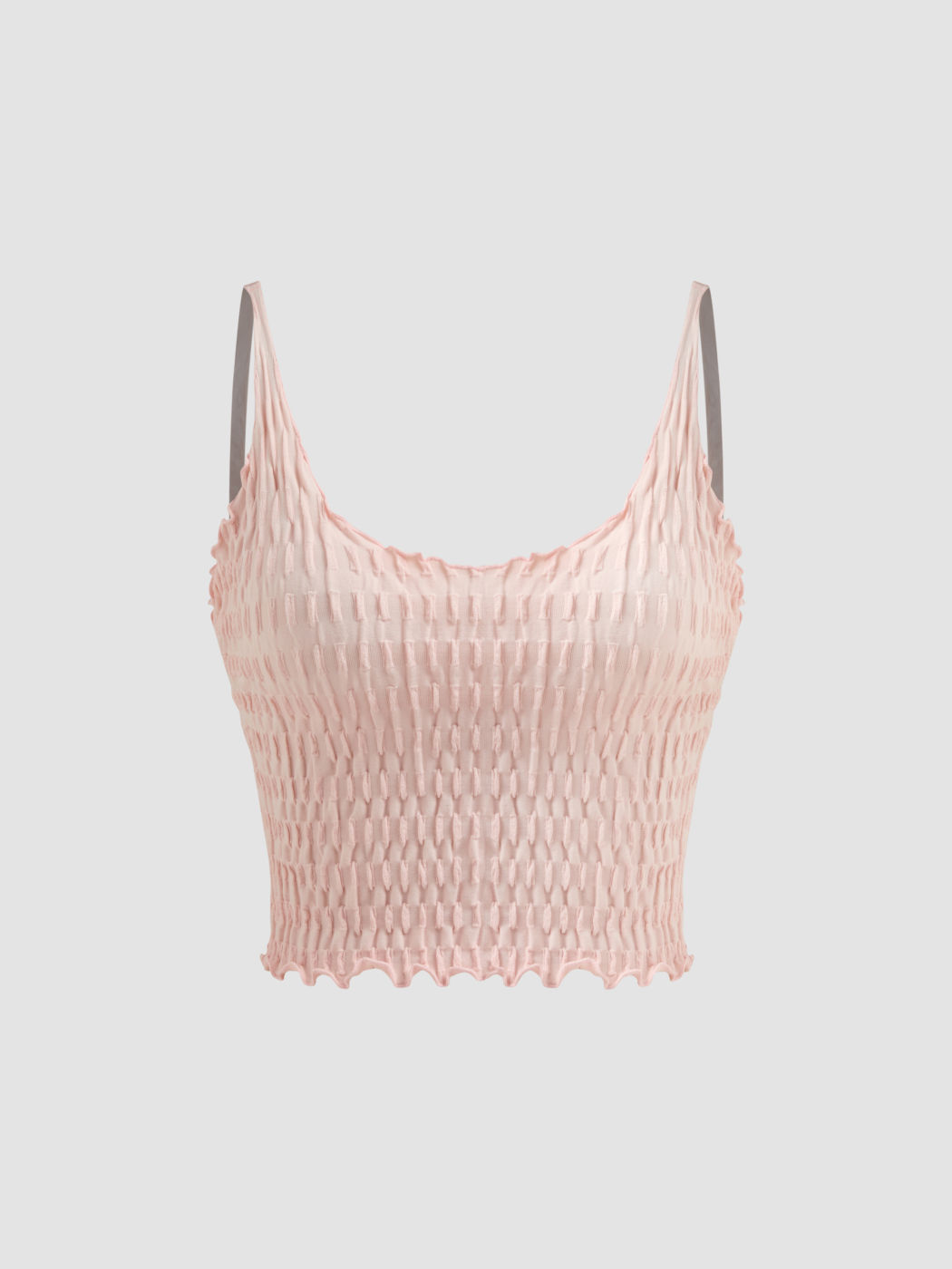 Seamless Scoop Neckline Solid Texture Crop Cami Top
