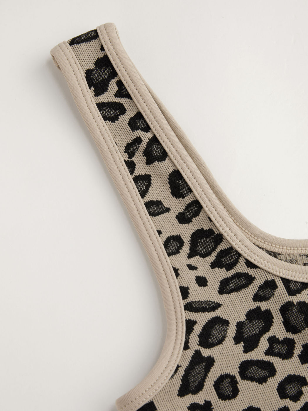 Seamless Square Neck Leopard Contrasting Binding Mini Dress