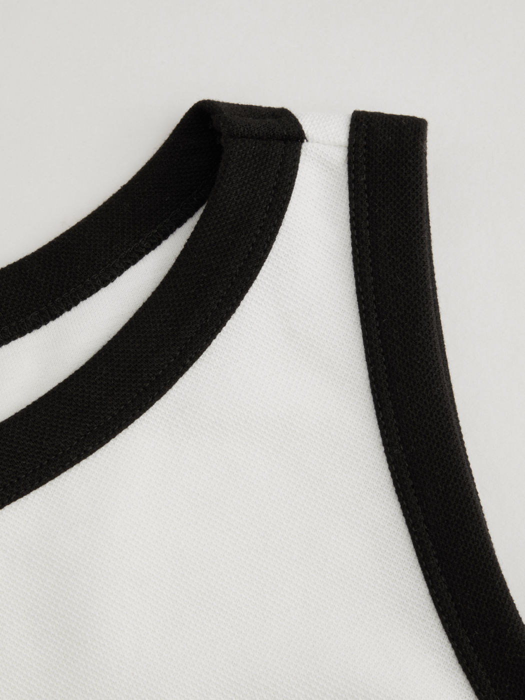 Cotton-blend Boat Neckline Solid Contrasting Binding Mini Dress
