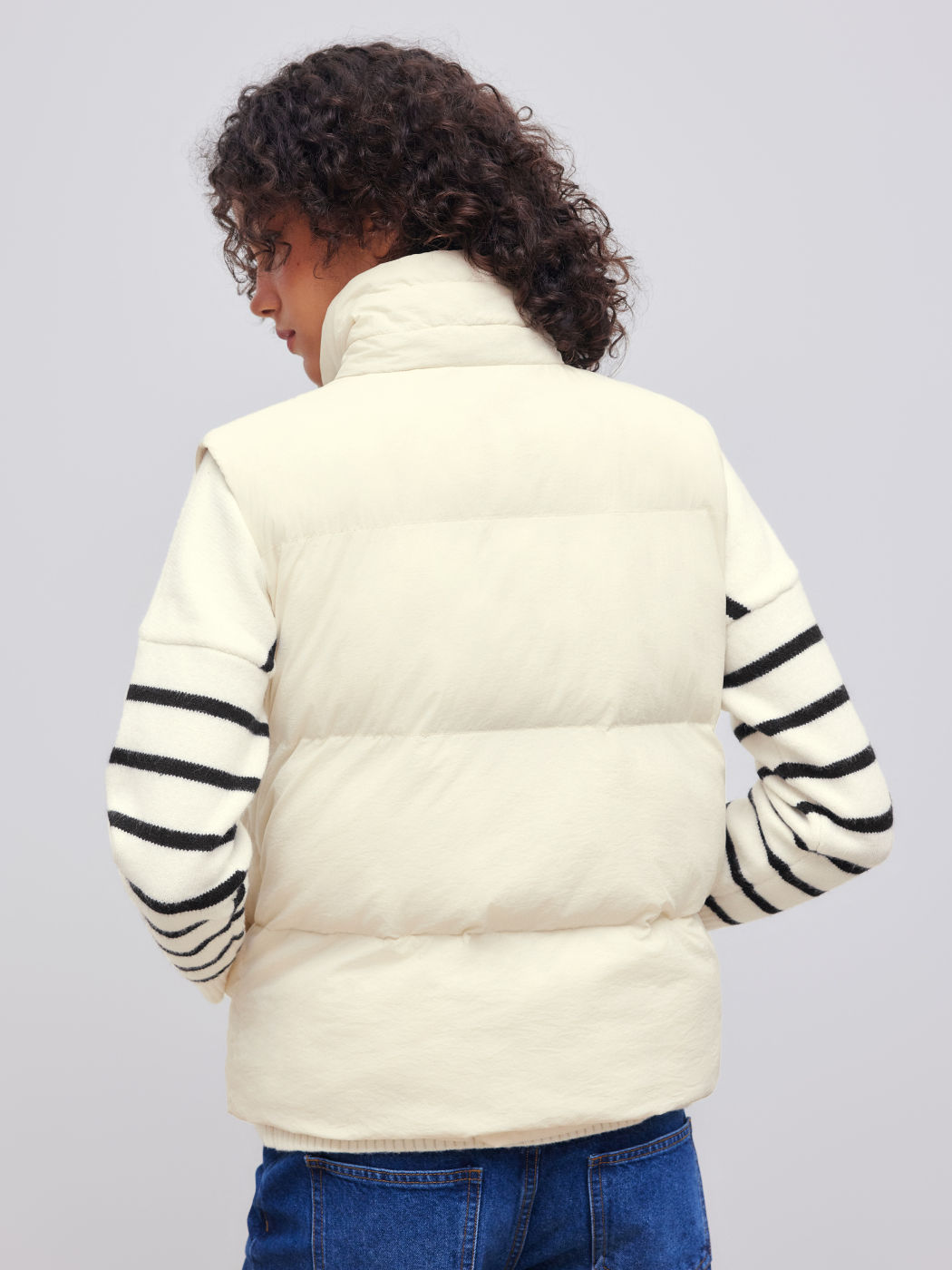 High Neck Solid Pocket Puffer Vest