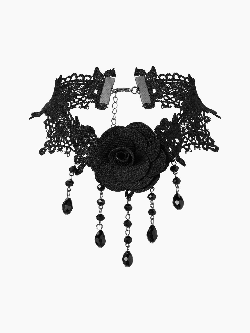 ROSE & RHINESTONE PENDANT NECKLACE