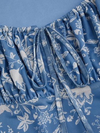 Square Neck Floral Knotted Maxi Dress