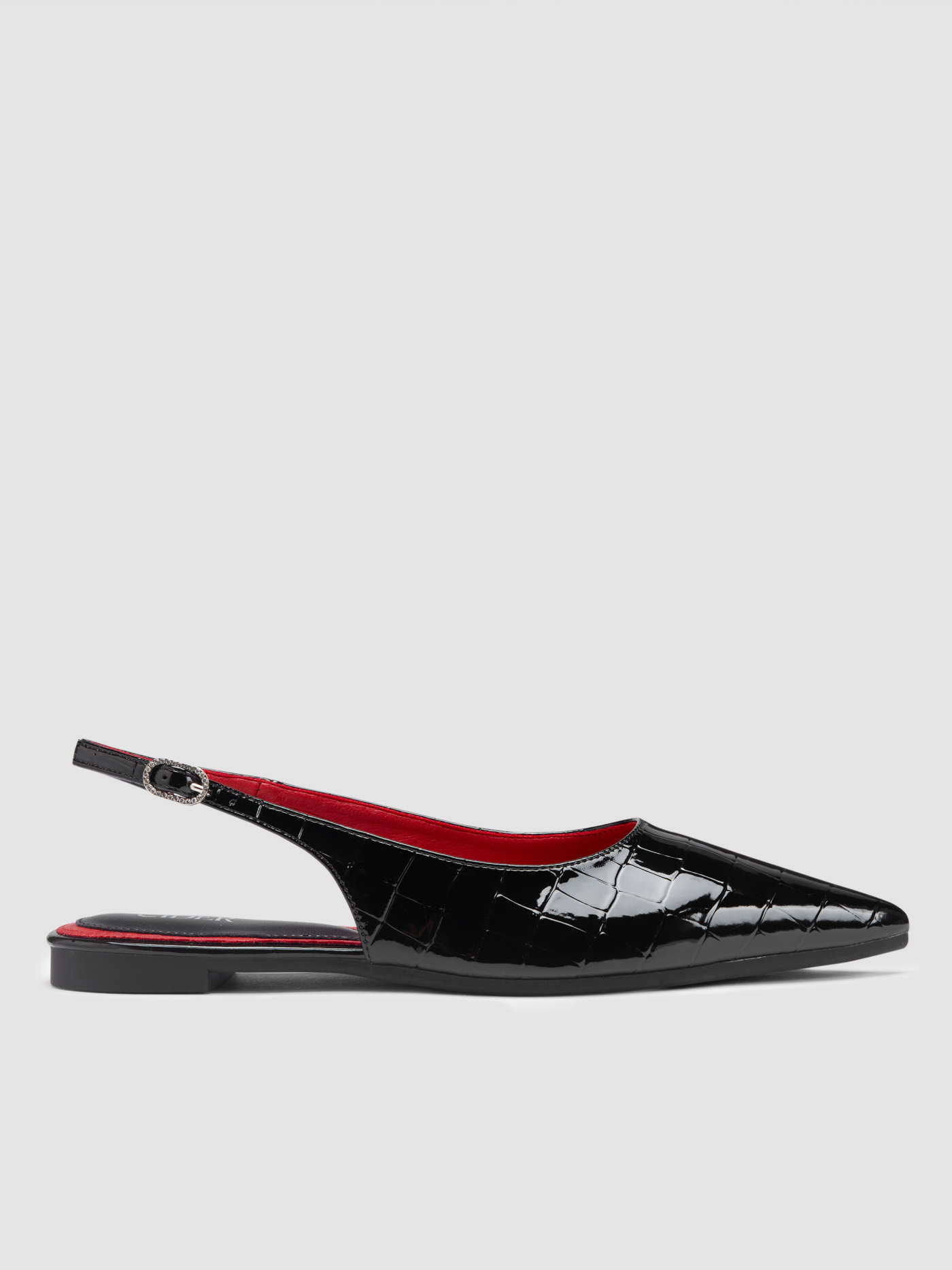 CROCODILE PATTERN POINTED TOE SLINGBACK FLATS