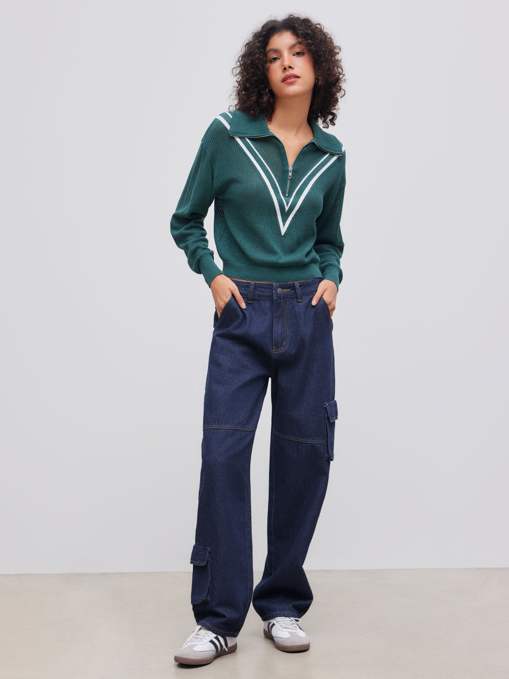 Cider Denim Mid Rise Solid Cargo Jeans