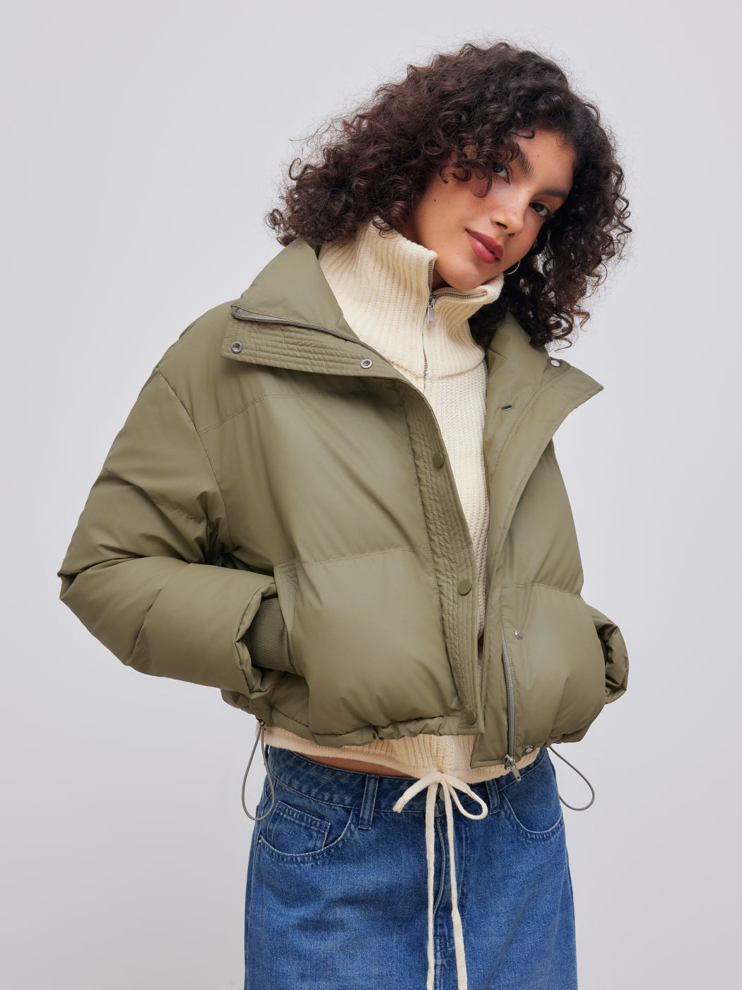 Stand Collar Solid Pocket Puffer
