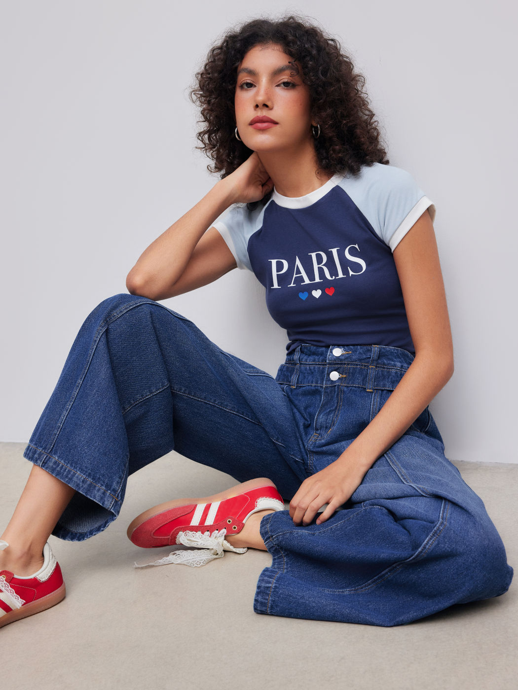 Cider Denim Mid Rise Solid Double Button Pocket Baggy Jeans