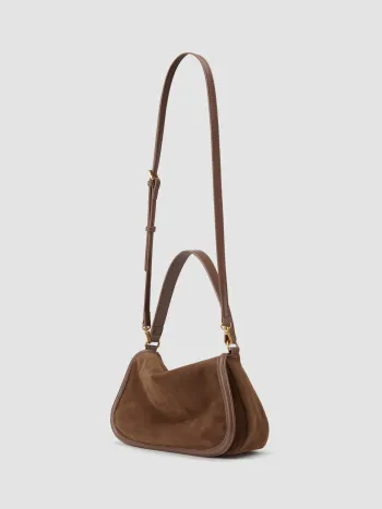 Wildleder Klapp-Crossbody-Tasche