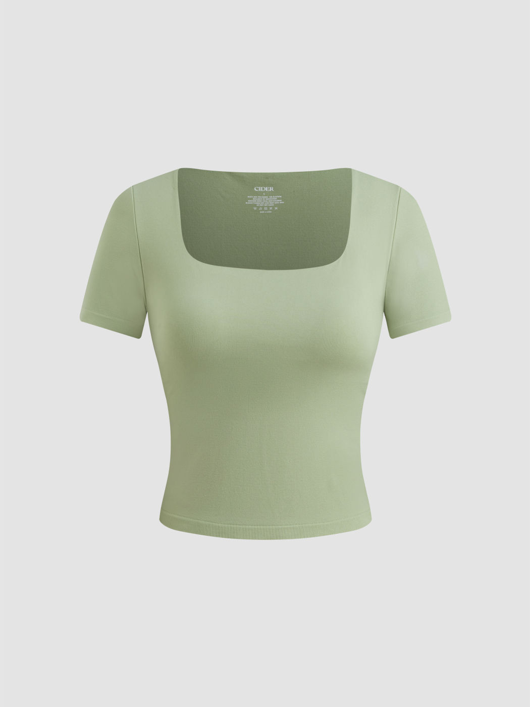 Seamless Square Neck Solid Short Sleeve Top
