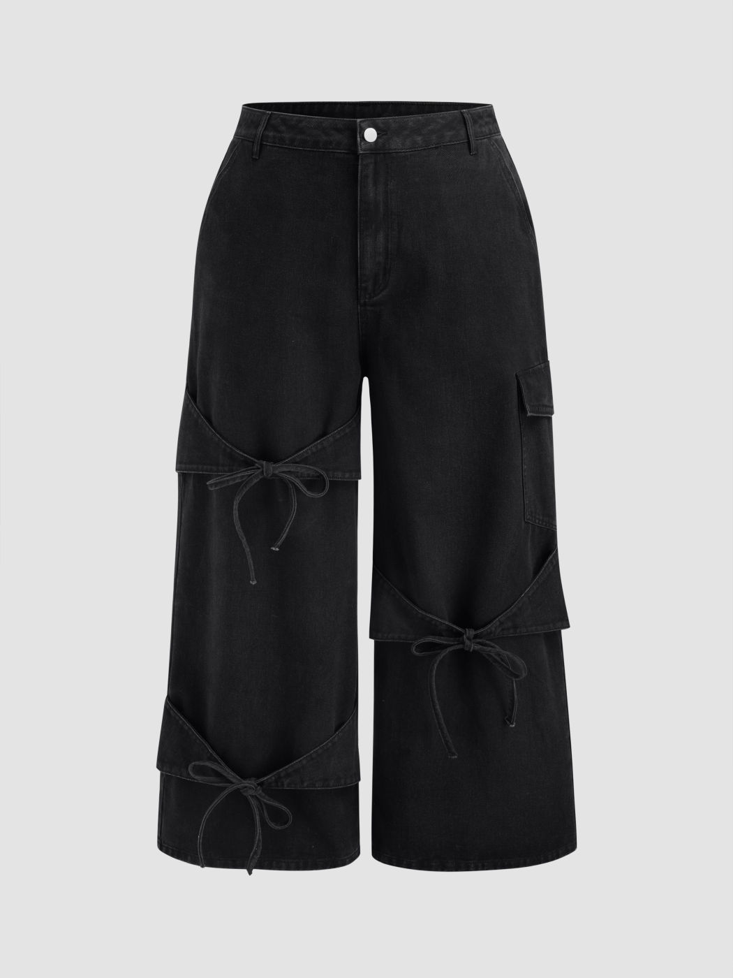Cider Denim Mittelhohe Solid Bändchen Tasche Breitbeinige Jeans Kurve & Plus