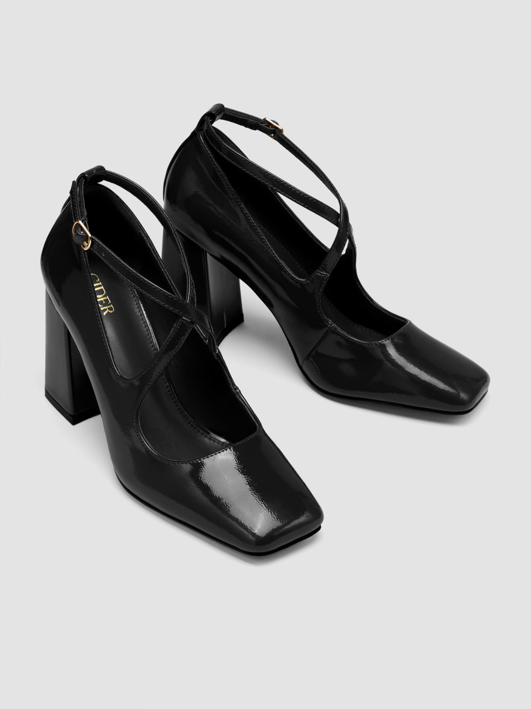 CROSS-STRIPED MARY JANE HEELS