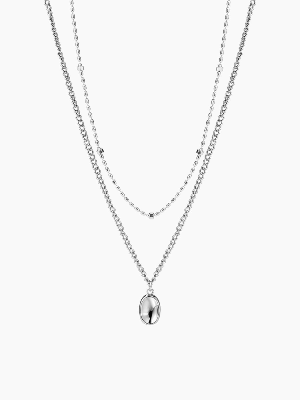 2PCS OVAL PENDANT NECKLACE