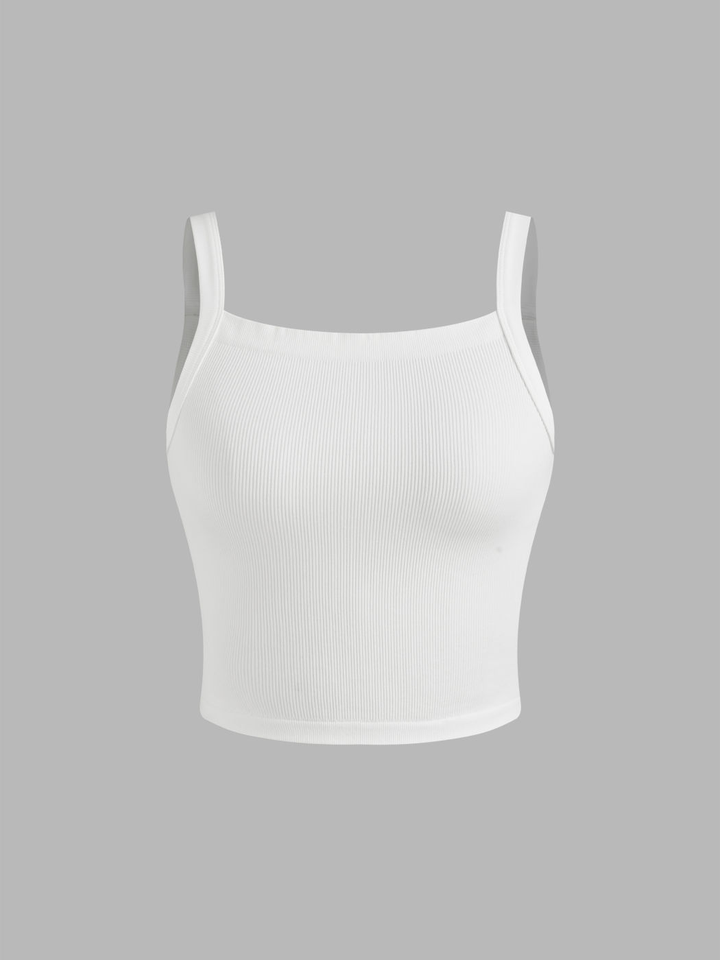Seamless Square Neck Solid Rib Crop Cami Top