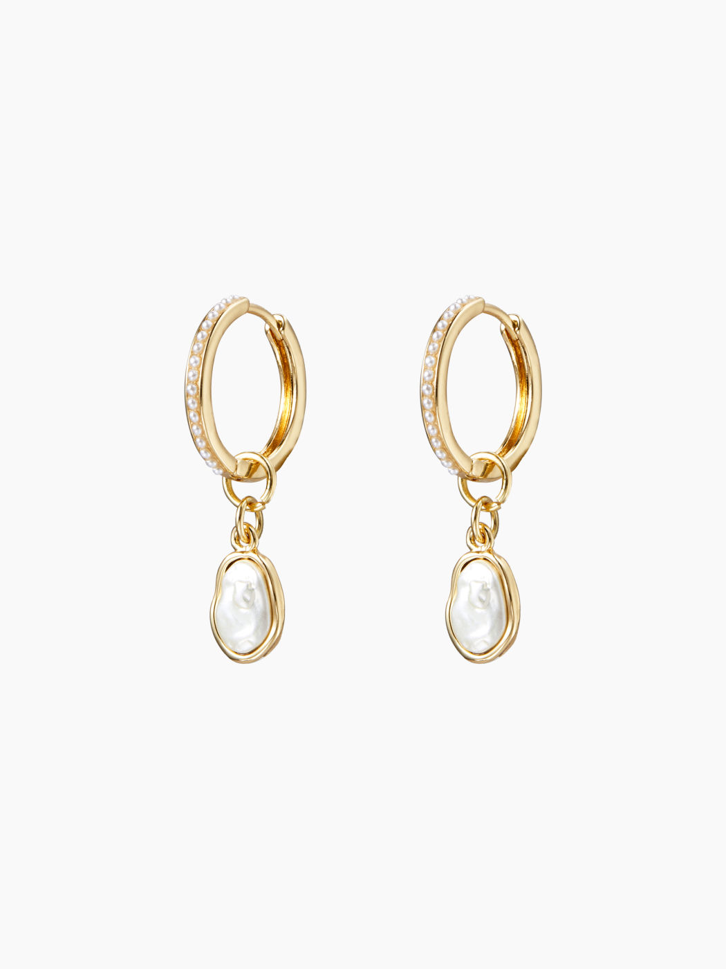 FAUX BAROQUE PEARL HOOP EARRINGS