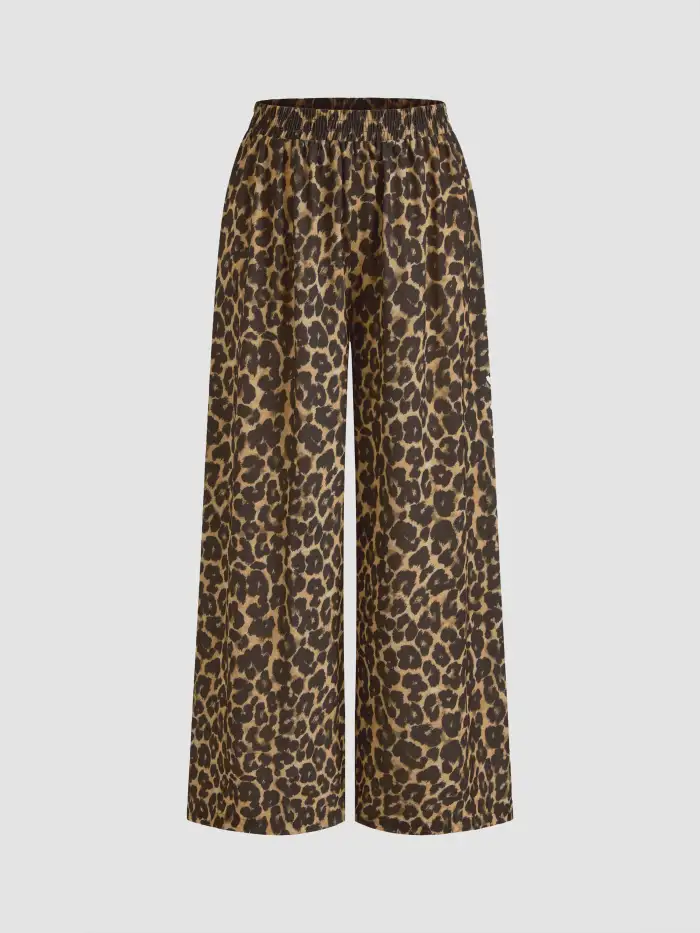 Cotton-blend Mid Rise Striped Drawstring Barrel-leg Trousers