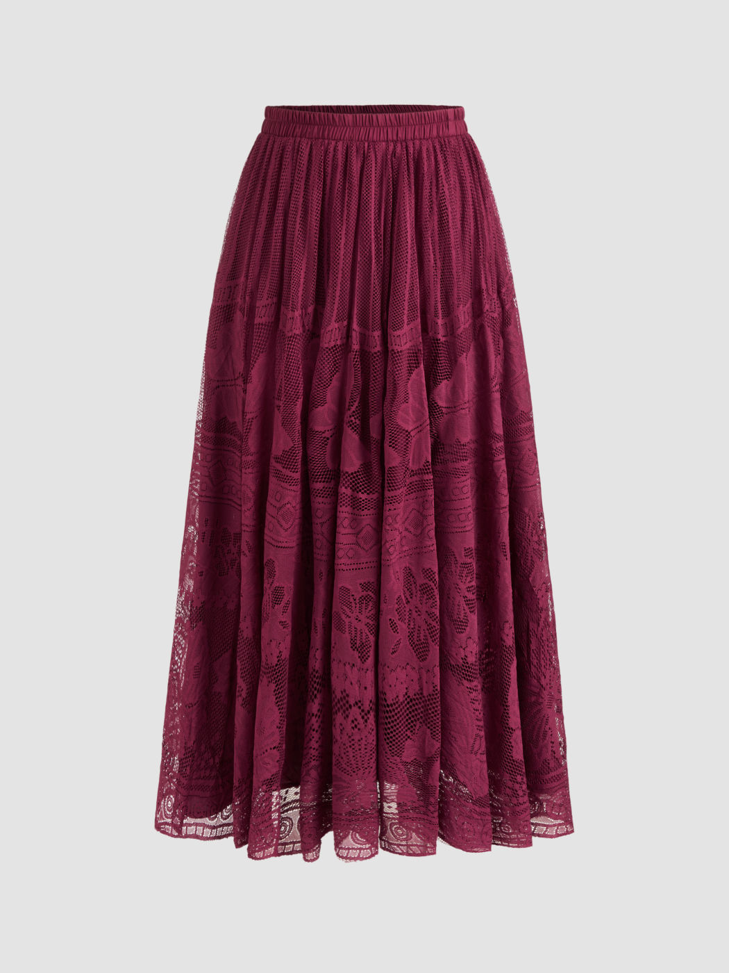 Voluminöse Spitzen-Maxi-Skirt mit Blumen- und Schmetterlingsmuster