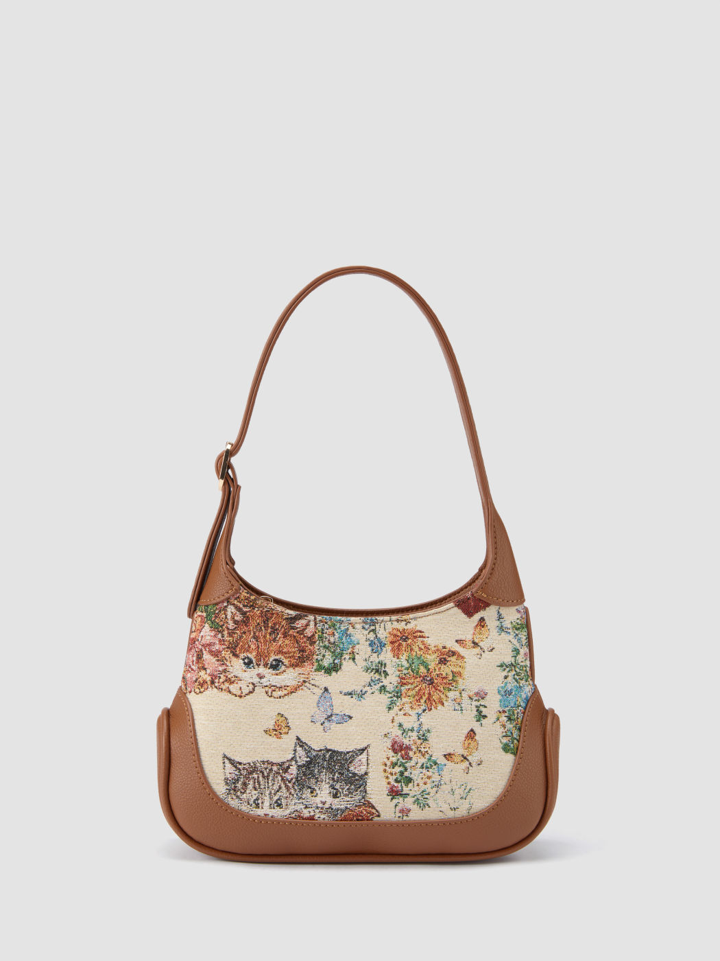 CAT & FLORAL SHOULDER BAG