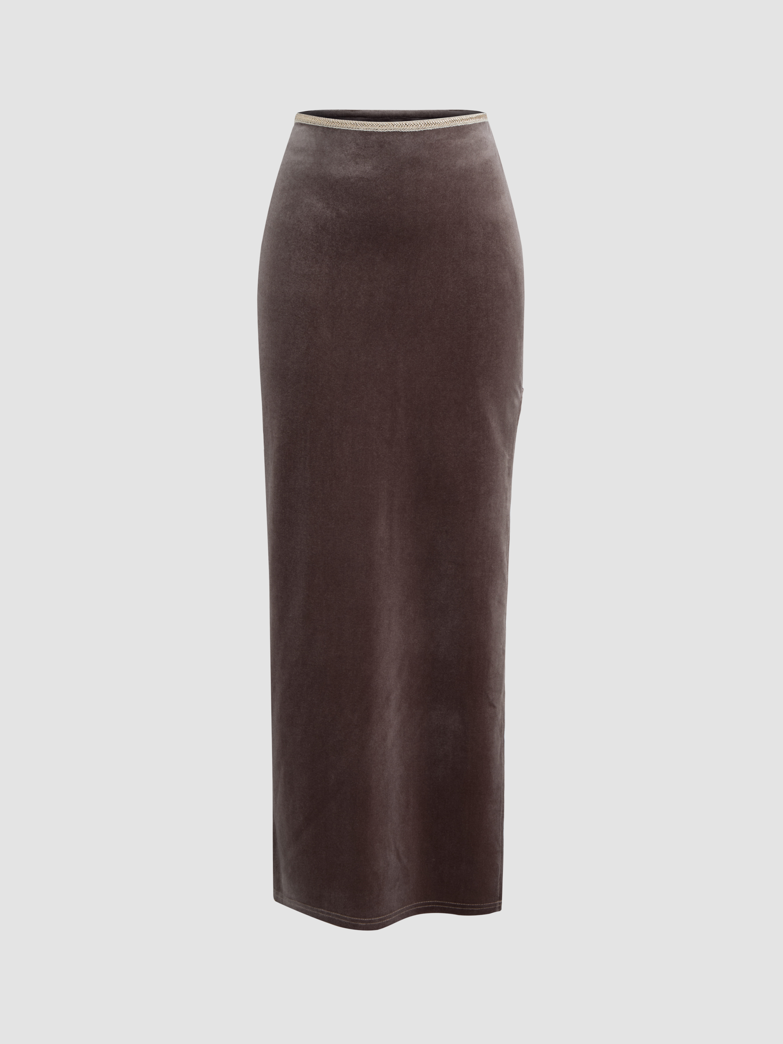 Velvet Velvet Mid Rise Solid Zipper Maxi Skirt For Date