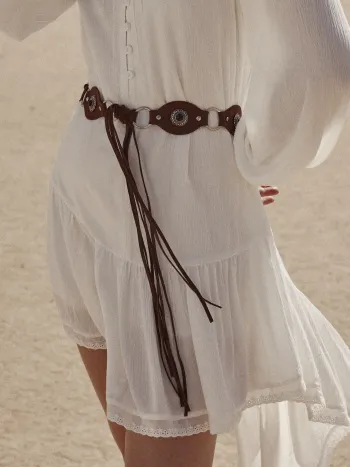 FLORAL STUD LACE-UP WAIST BELT