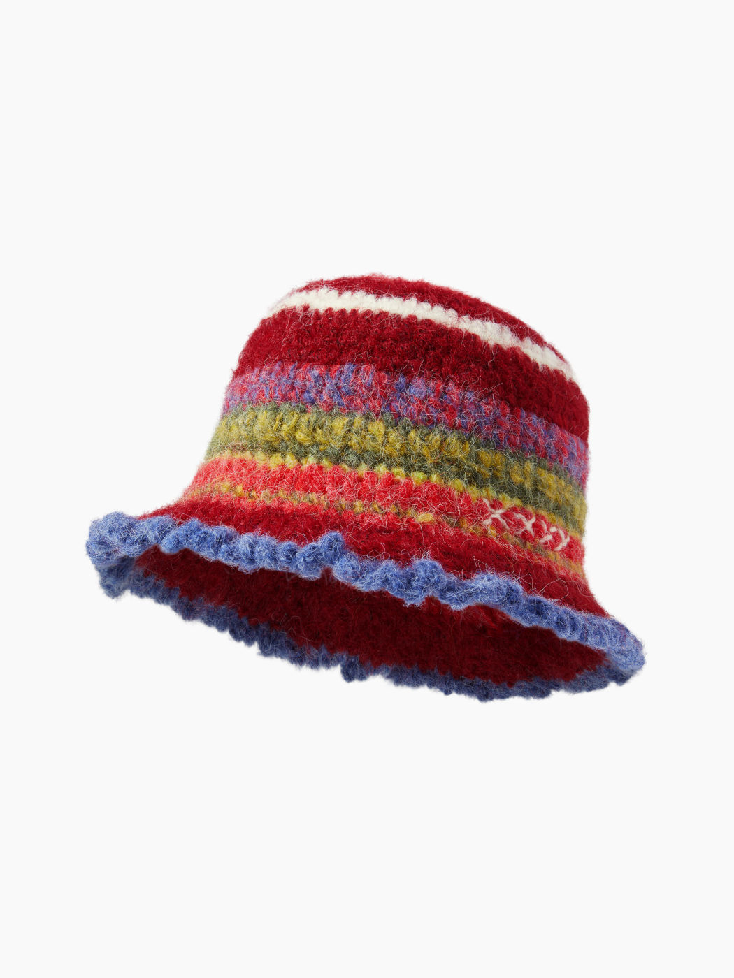 Gestreifter Mohair-Bucket-Hut