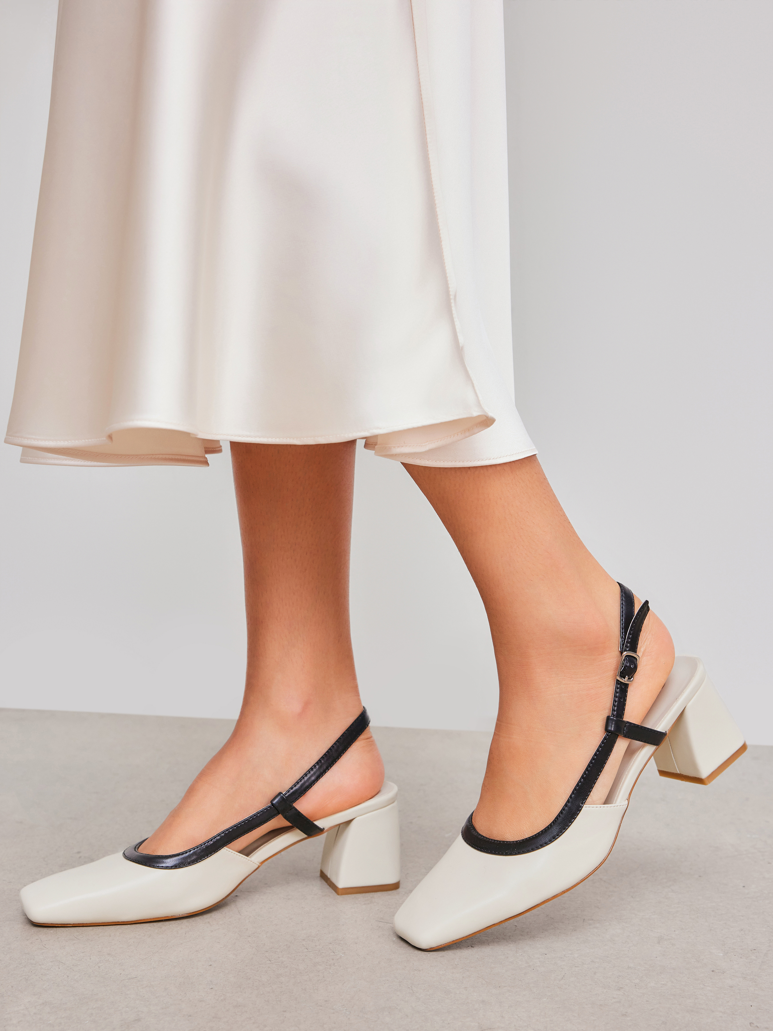 Slingback Asos Escarpins Talons CarrÃ©s TWO-TONE SQUARE TOE