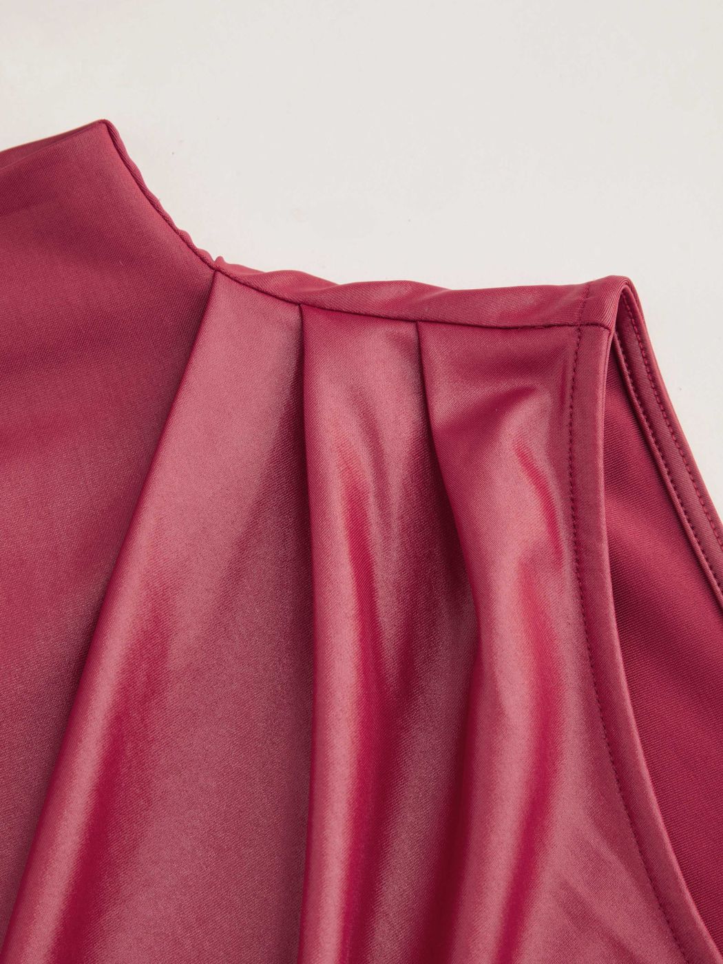 High Neck Solid Asymmetrical Hem Ruched Tank Top Curve & Plus