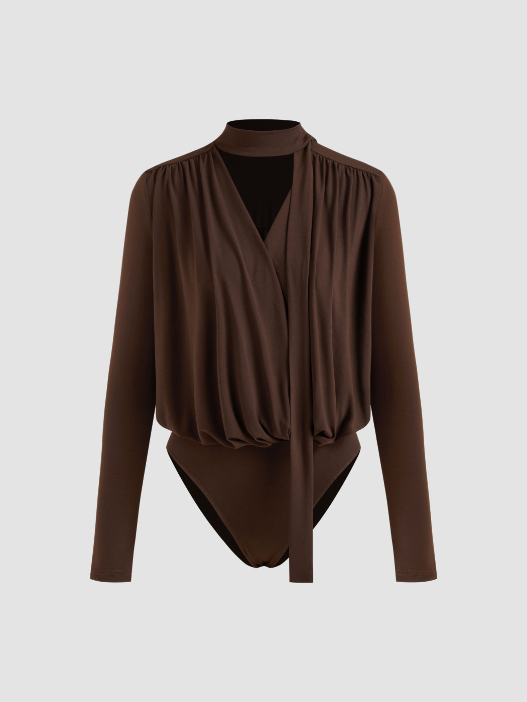 V-Ausschnitt Einfarbig Geraffter Oversized Langarm-Body
