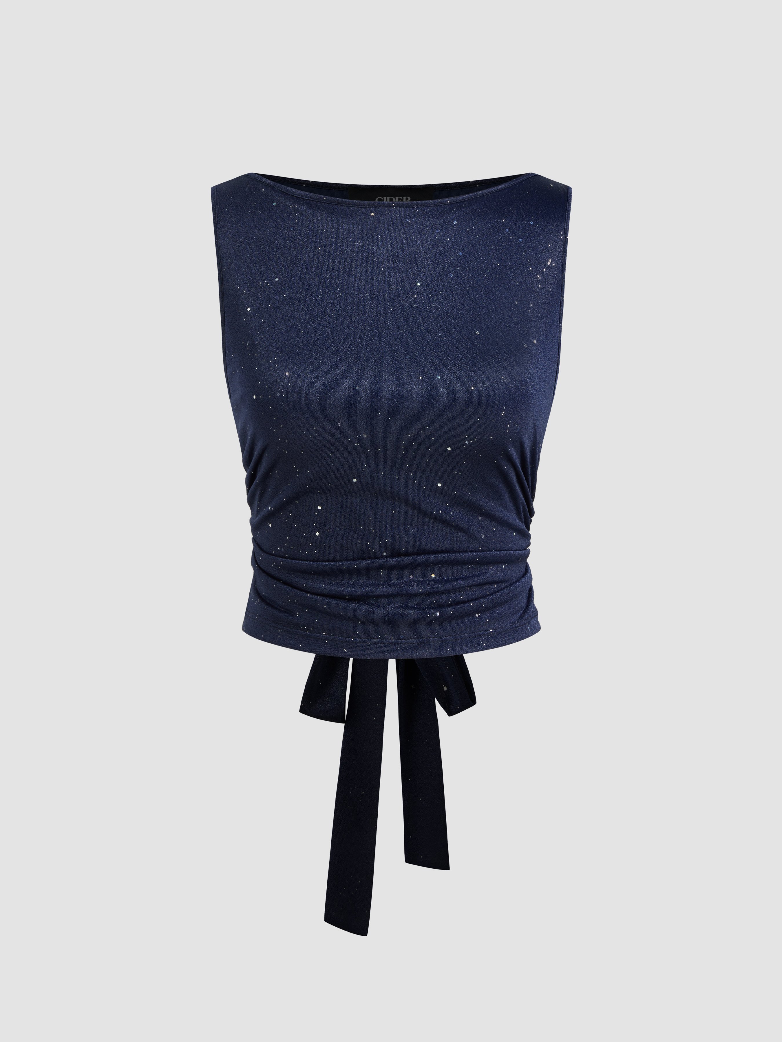 Sequin Ruched Crop Tank Top