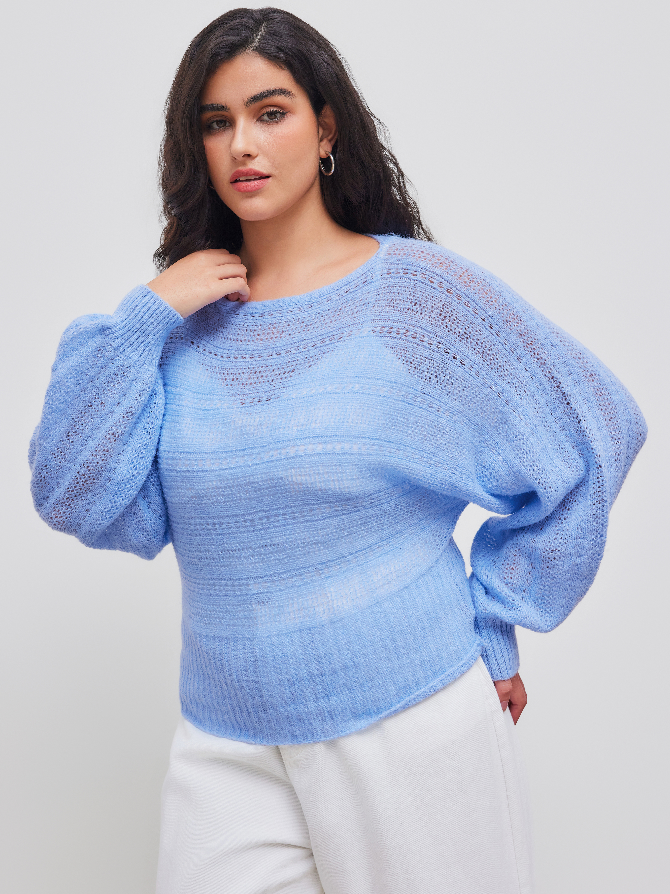 トップス MARKA BOAT NECK SUPER 140'S WOOL KNIT Boat Neck Long-Sleeved Top in a Wool Blend | Tezenis