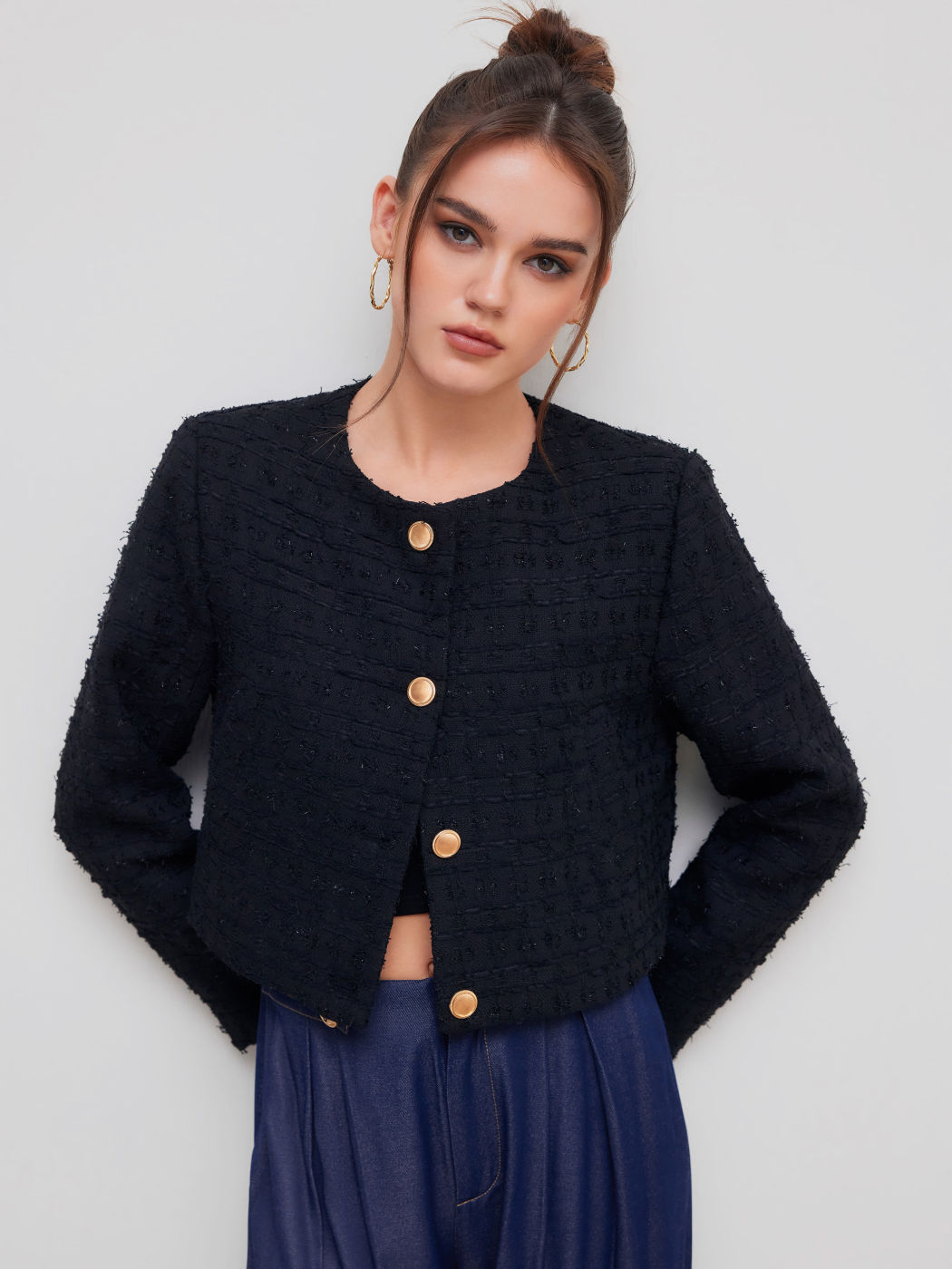 Tweed Round Neck Jacket