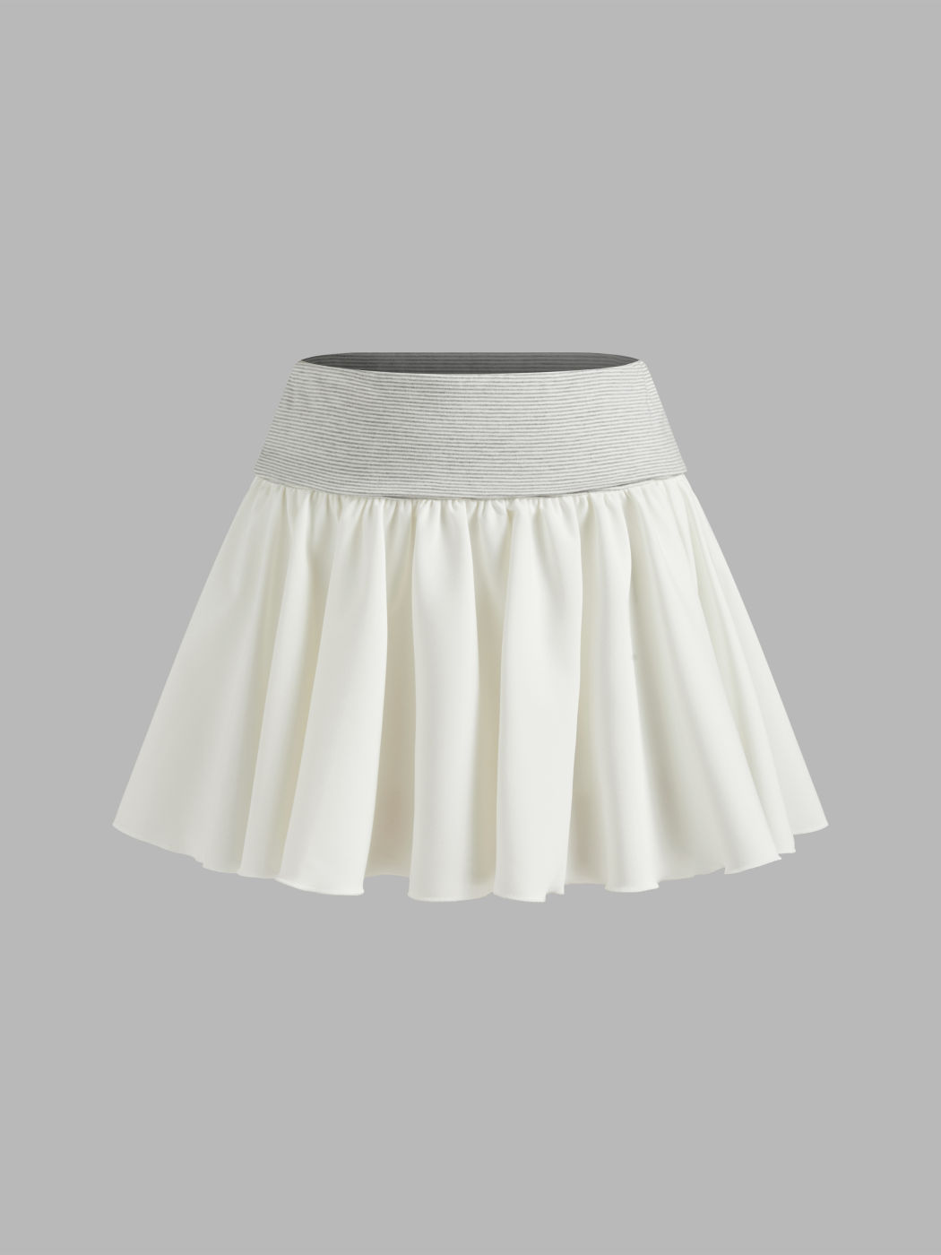 Cotton-blend High Rise Striped Ruffle Mini Skirt