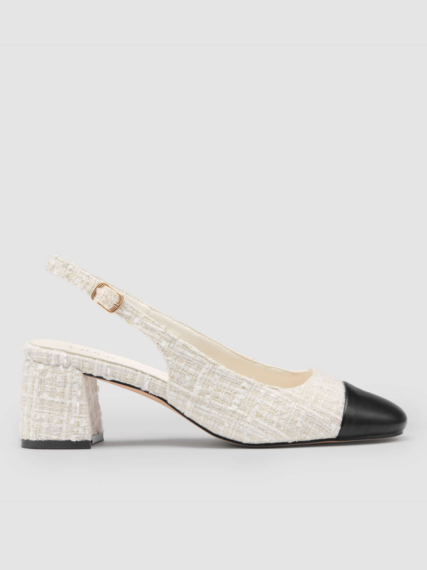 TWO-TONE TWEED SLINGBACK HEELS