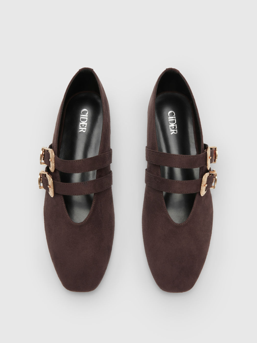 DOUBLE STRAP SUEDE-EFFECT FLATS