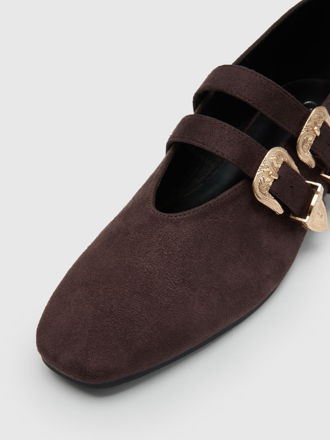 DOUBLE STRAP SUEDE-EFFECT FLATS