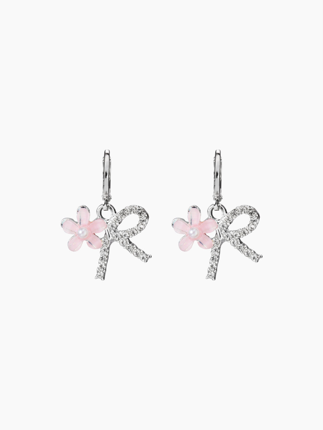 FAUX PEARL FLORAL & RHINESTONE BOWKNOT DROP EARRINGS