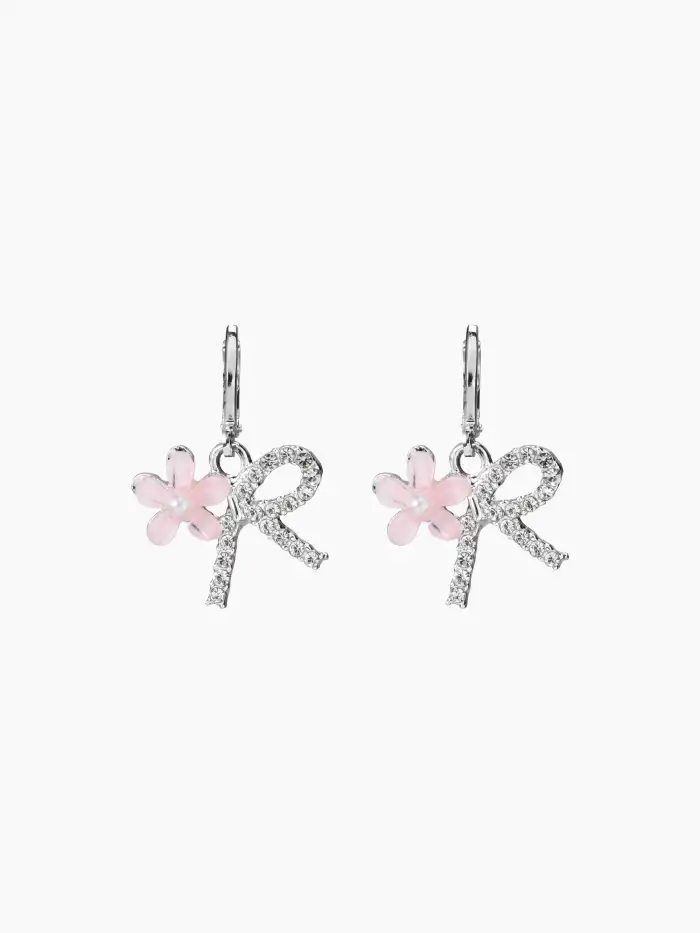 FAUX PEARL FLORAL & RHINESTONE BOWKNOT DROP EARRINGS