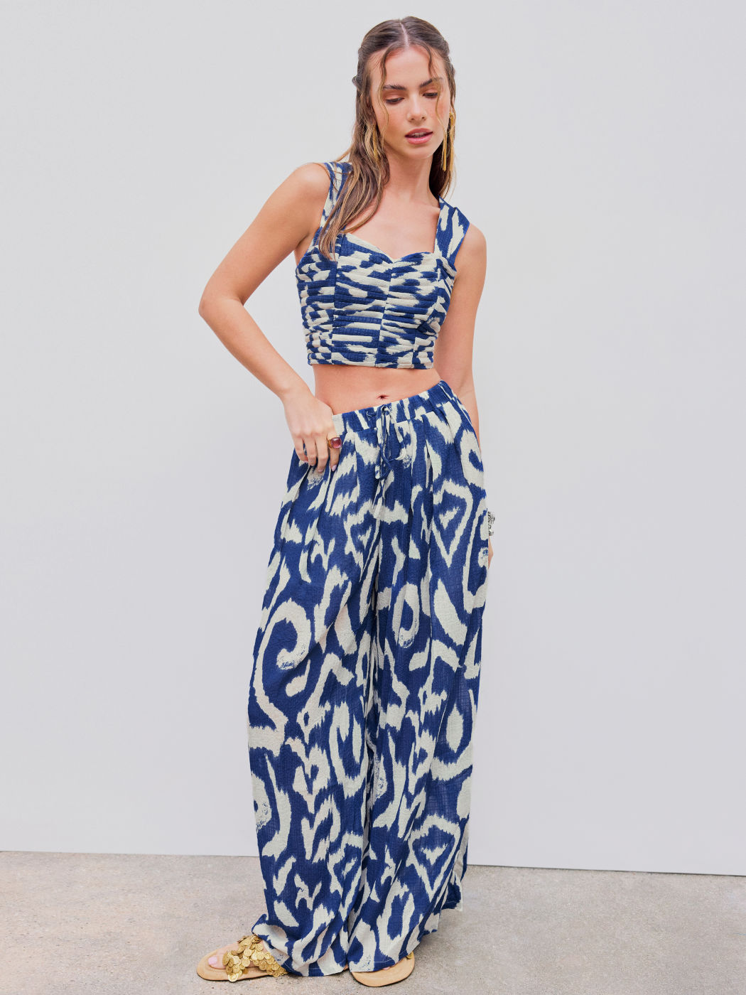 Mid Rise Abstrakt Weite Hosen