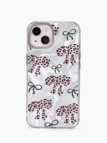 Coque de téléphone à imprimé léopard & nœud