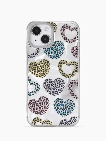Coque de téléphone imprimé léopard cœur