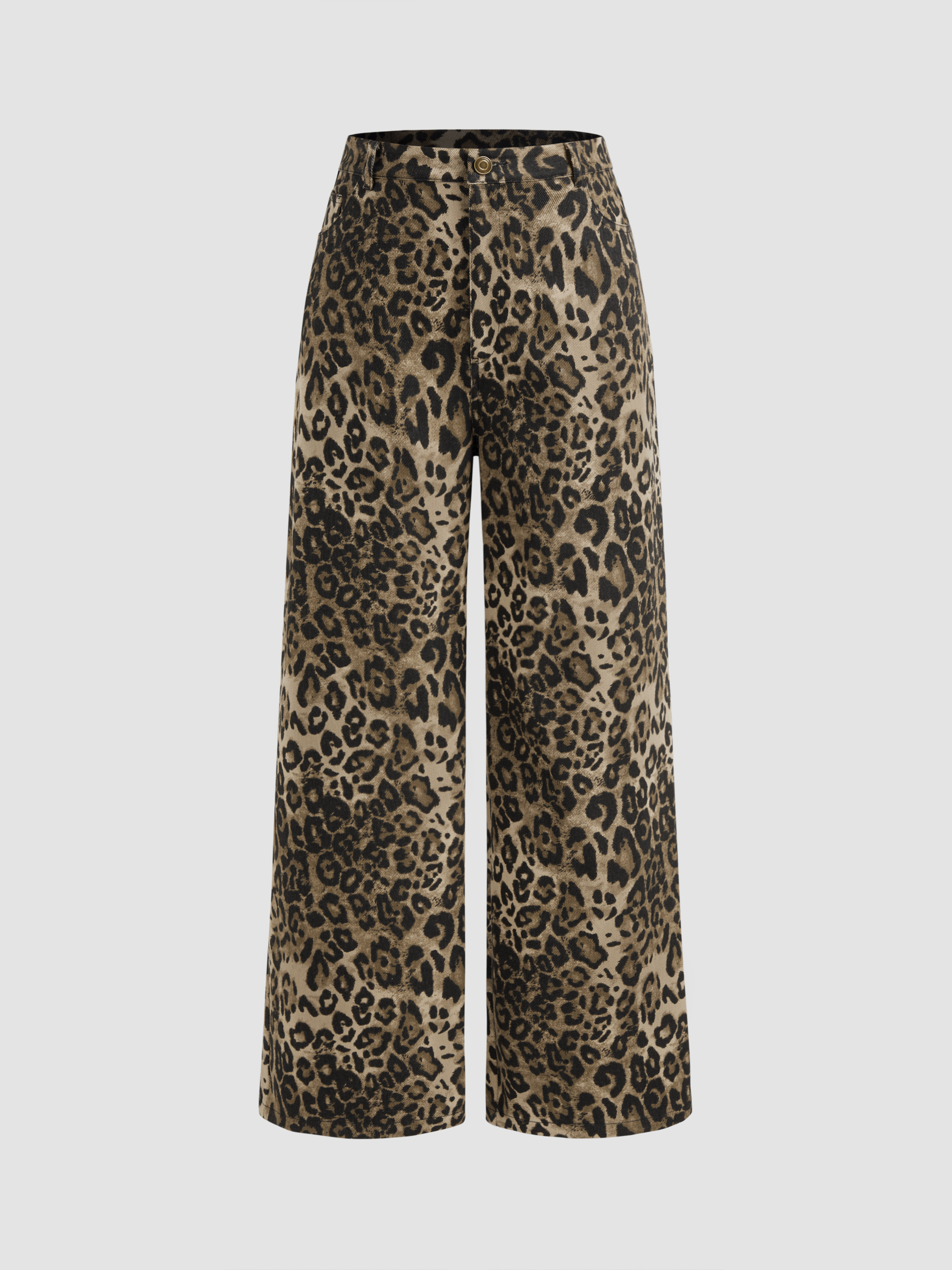 ★RAIVE★ Leopard Denim Pants in L/Brown VJ5SL40595 Prowling Leopard Print Utility Straight Leg Jeans - Brown