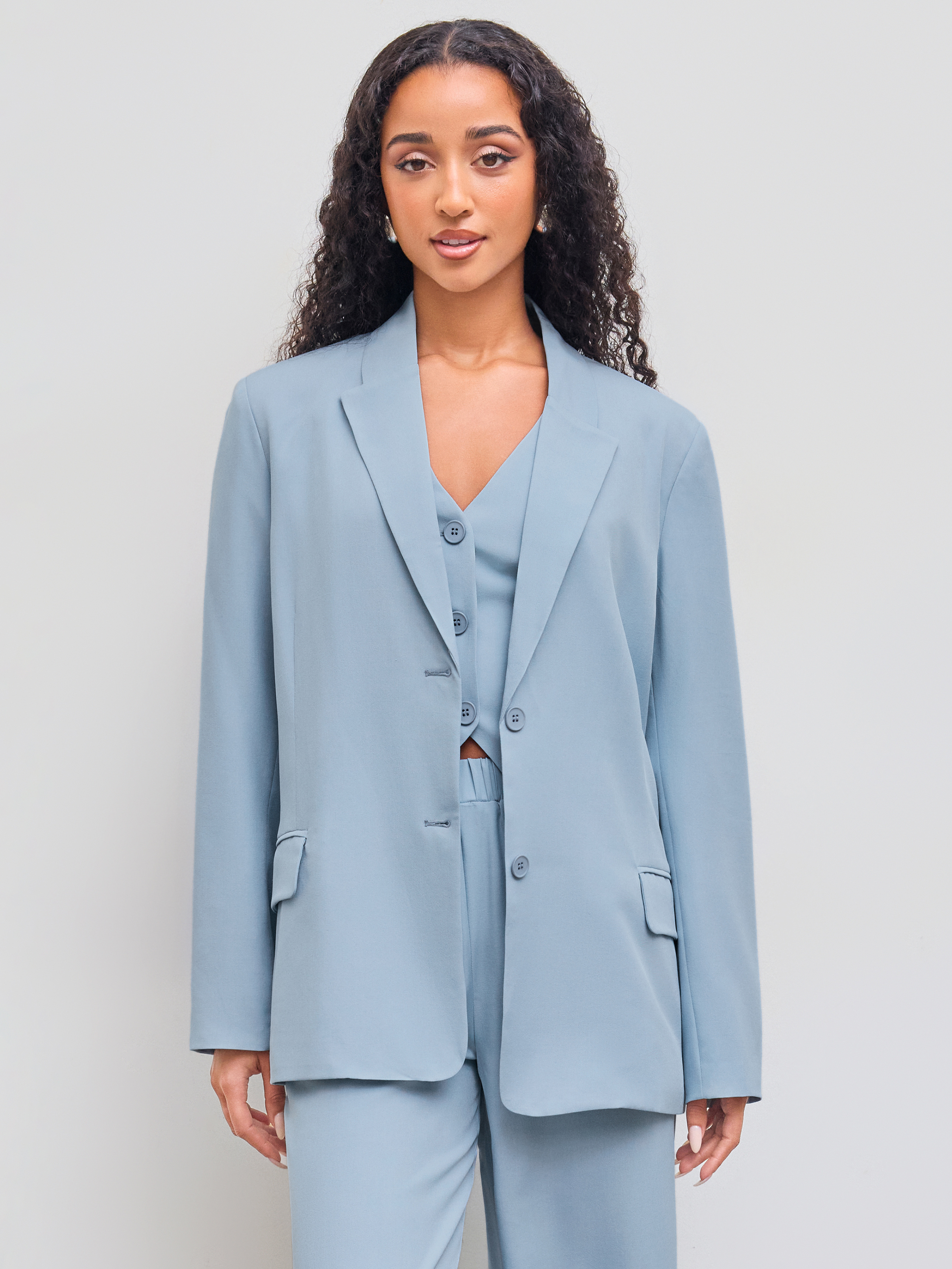 高速 割引 2025 東日本 Blazer Oversized Pocket Solid Collar Woven For Work Casual Daily ジャケット・アウター