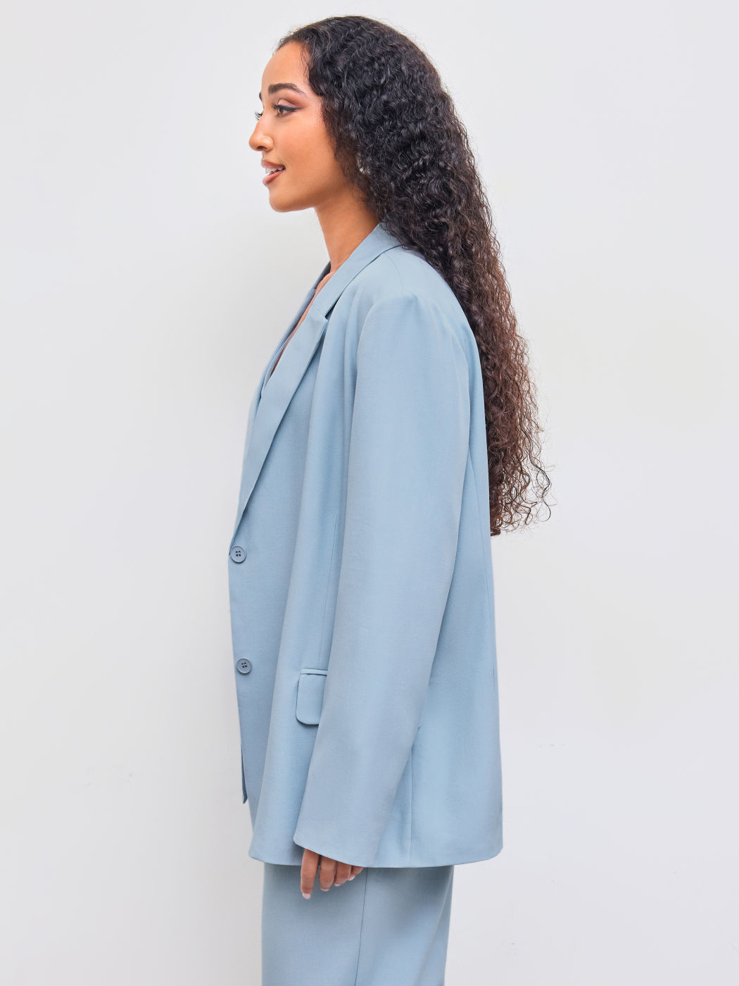 Collar Solid Pocket Oversized Blazer