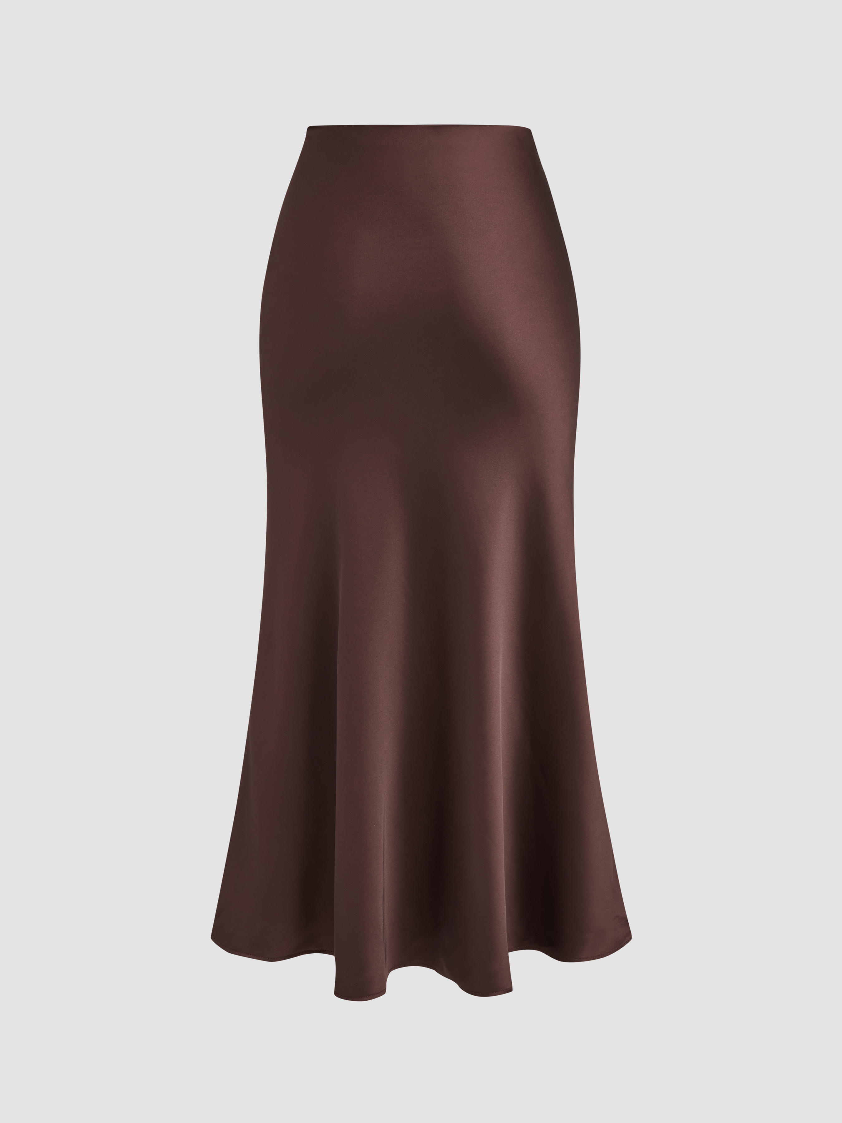 Satin Satin Mid Rise Solid Zipper Maxi Skirt For Work