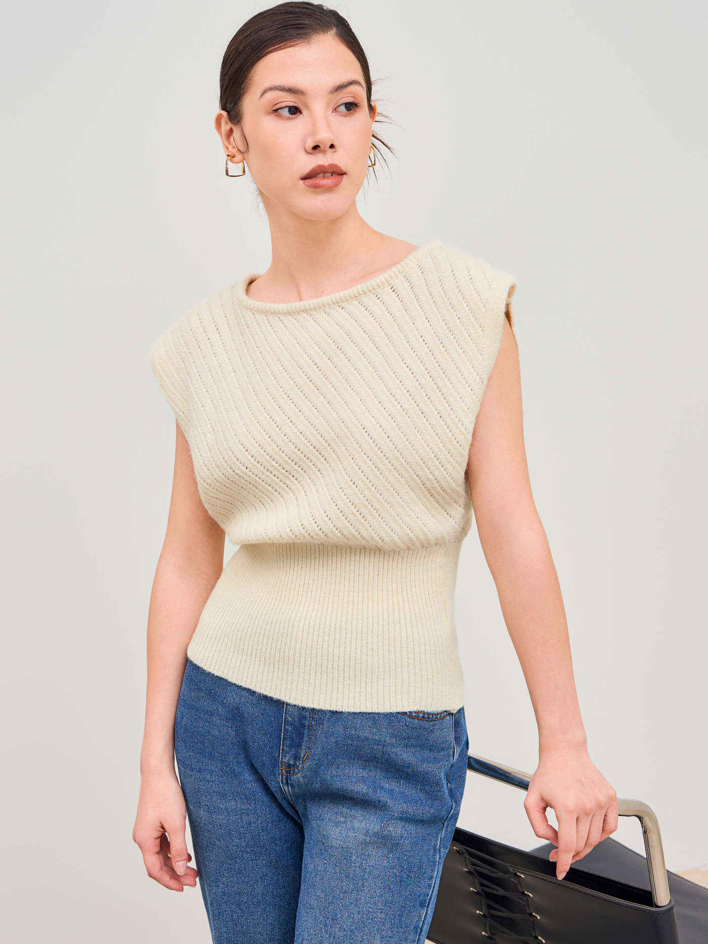 Sweater Vest Knit Fabric Knitted Round Neckline Solid Vest For Daily Casual Work