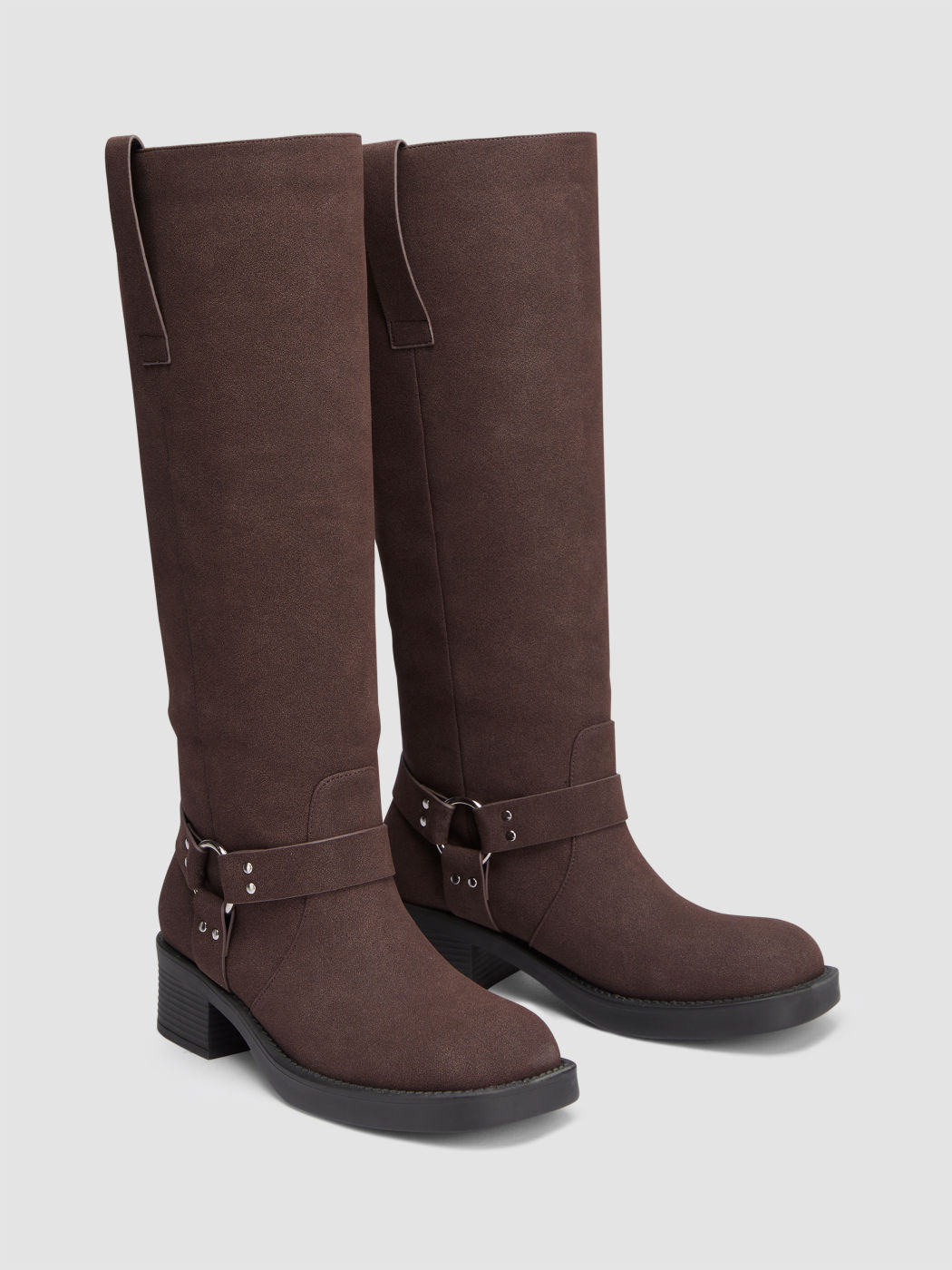 Schnallen Distressed Kniehohe Stiefel